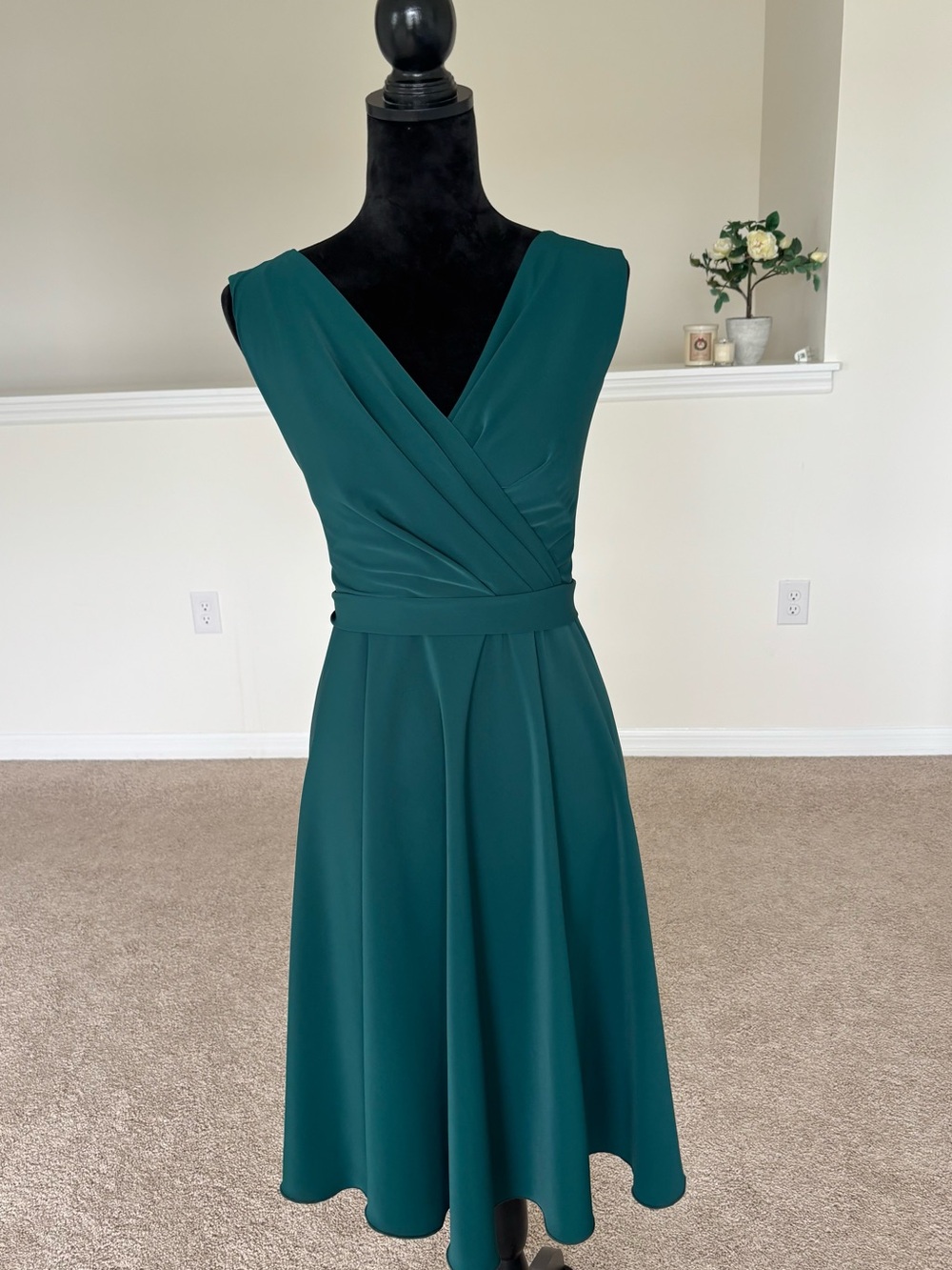 European Emerald Green Fit & Flare Dress EU 44 Runs Small Fits US 0-2